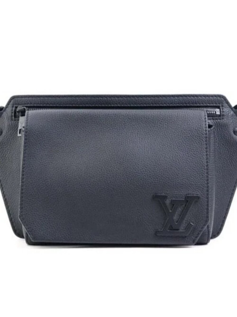 Auth LOUIS VUITTON Takeoff Sling Body Bag Black Leather - e60574a